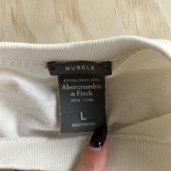 Y2K Abercrombie & Fitch Shirt Mens Large White A. Fitch Ath Dept Muscle Tee - Picture 3 of 7